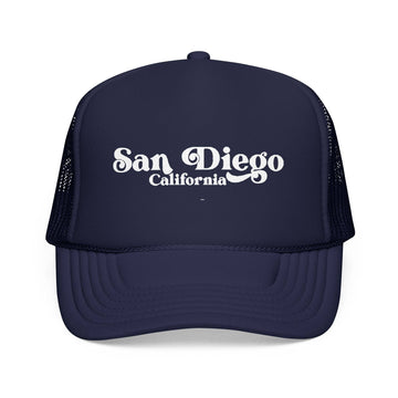Kids San Diego, California Trucker Hat Foam - Youth Snapback on white background