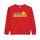 Washington Toddler Sweatshirt - Retro Sun Washington Toddler Crewneck Sweatshirt-6