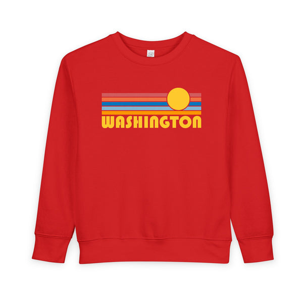 Washington Toddler Sweatshirt - Retro Sun Washington Toddler Crewneck Sweatshirt