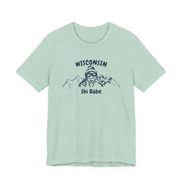 Buy heather-prism-mint Wisconsin Ski Babe T‑Shirt - Retro Skiing Graphic Tee