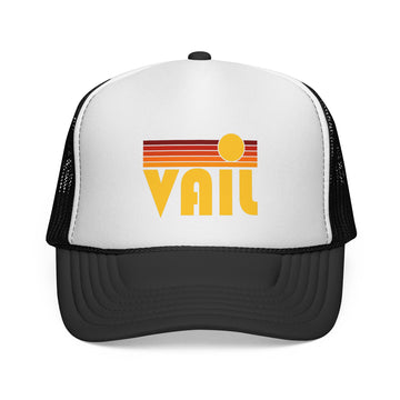 Vail, Colorado Retro Sun Trucker Hat - Vintage Style Vail Cap - 0