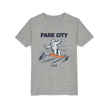 Buy athletic-heather Park City, Utah Yeti Snowboard Youth Tee - Kids Skiing Shirt