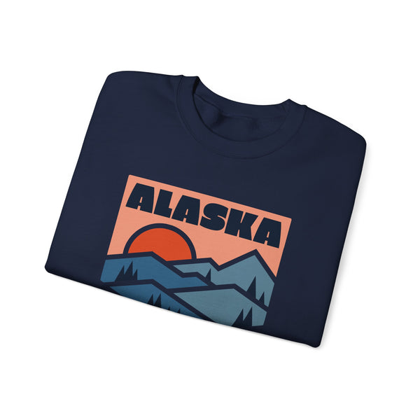 Alaska Sweatshirt Retro Mountains, Alaska Unisex Graphic Crewneck