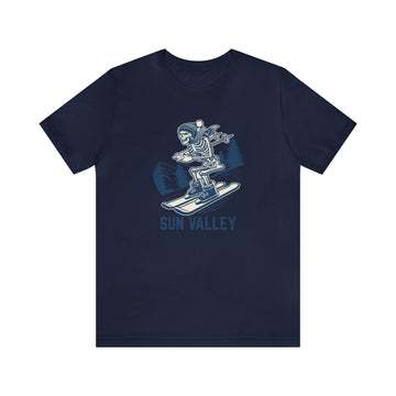 Buy navy Sun Valley, Idaho T-Shirt - Skeleton Skier Unisex Sun Valley Shirt