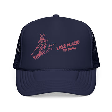 Buy dark-navy Lake Placid, New York Ski Bunny Foam Trucker Hat