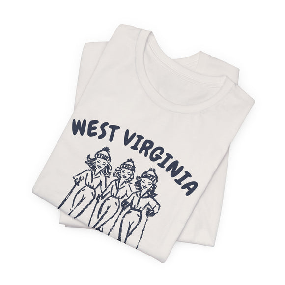 West Virginia Ski Babes T‑Shirt — Retro Skiing Graphic Tee