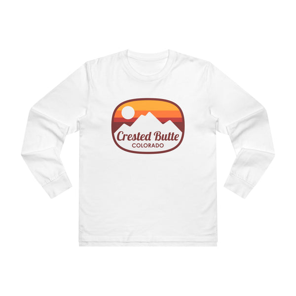 Crested Butte, Colorado Mens Base Long-sleeve Tee - Retro Ombre Heavy Weight Long Sleeve T-shirt