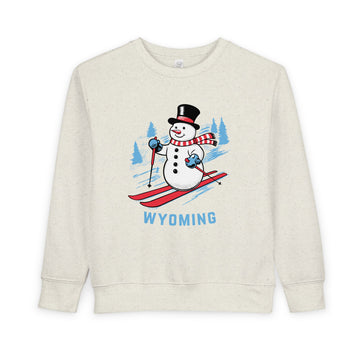 Wyoming Toddler Sweatshirt - Skiing Snowman Wyoming Toddler Crewneck Sweatshirt