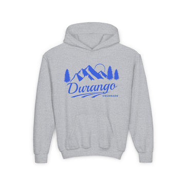 Retro Durango, Colorado Youth Hoodie - Mountain Durango, Colorado Kids Sweatshirt, Cute Durango, Colorado Children's Pullover - 0