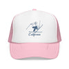 Kids California Snow Ski Trucker Hat - Youth Snapback Cap on white background