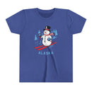 Alaska Youth Skiing Snowman Tee - Kids T Shirt-3