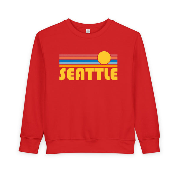 Seattle, Washington Toddler Sweatshirt - Retro Sun Seattle Toddler Crewneck Sweatshirt