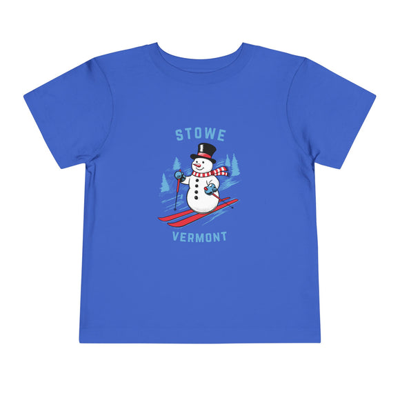 Stowe, Vermont Toddler Skiing Snowman Graphic Tee - Kids Stowe Shirt