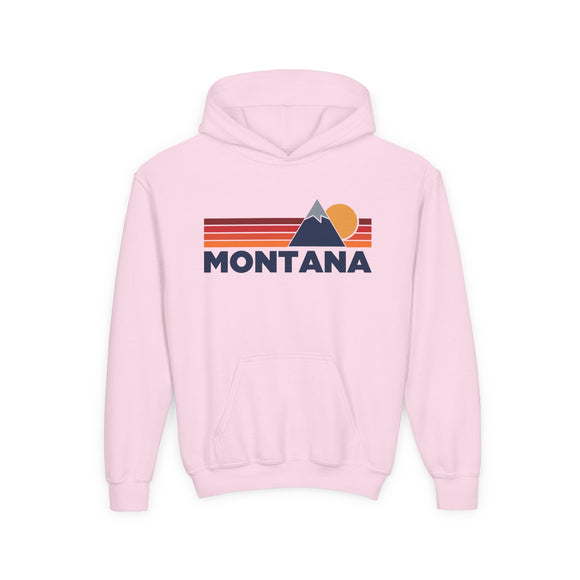 Montana Youth Hoodie Retro Mountain, Kids Pullover, Vintage Style Montana Sweatshirt