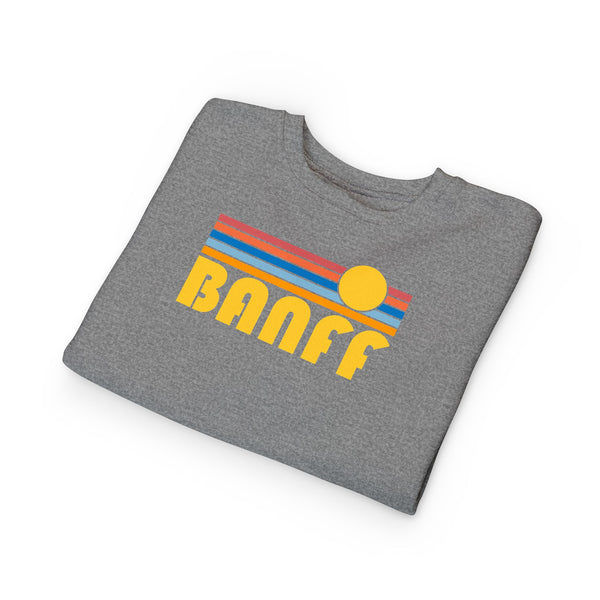 Banff, Canada Toddler Sweatshirt - Retro Sun Banff Toddler Crewneck Sweatshirt
