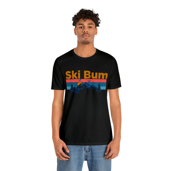 Ski Bum T-Shirt - Mountain Sunset Unisex Ski Bum Shirt