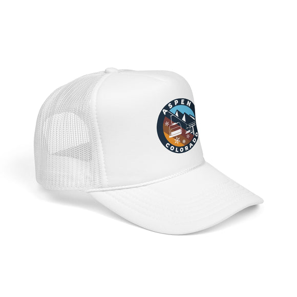Aspen Colorado Retro Ski Lift Mountain Foam Trucker Hat