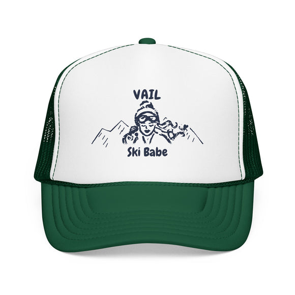 Vail, Colorado Ski Babe Trucker Hat — Foam Mesh Cap