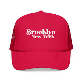 Buy red Brooklyn, New York Trucker Hat - Foam Brooklyn Cap