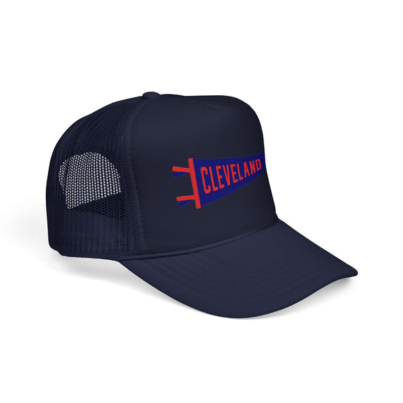 Cleveland, Ohio Pennant Trucker Hat — Retro Flag Foam Cap