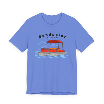 Buy heather-columbia-blue Sandpoint, Idaho T Shirt - Pontoon Boat Tee