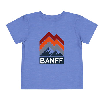 Buy heather-columbia-blue Banff, Canada Toddler T-Shirt - Retro Palm Tree Toddler Banff Shirt