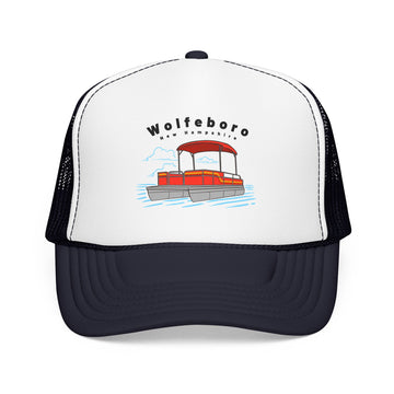 Buy navy-white-navy Wolfeboro, New Hampshire Trucker Hat - Pontoon Boat