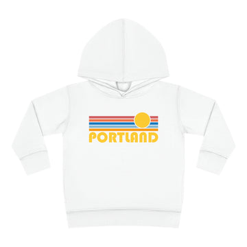 Buy white Portland, Oregon Toddler Hoodie - Retro Sunrise Unisex Portland Toddler Sweatshirt