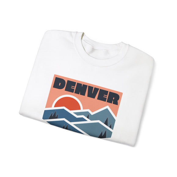 Denver, Colorado Sweatshirt Retro Mountains, Denver Unisex Graphic Crewneck