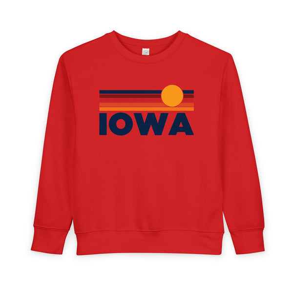 Iowa Toddler Sweatshirt - Retro Sun Iowa Toddler Crewneck Sweatshirt