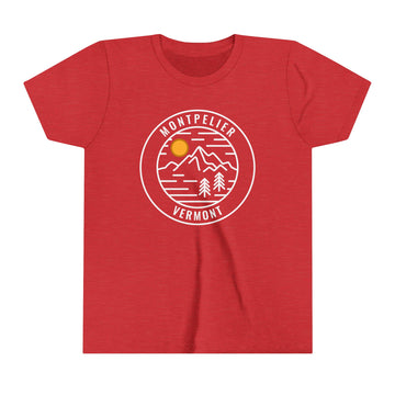 Montpelier, Vermont Youth Shirt - Retro Mountain Montpelier Kid's T-Shirt - 0