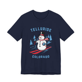 Buy navy Telluride, Colorado T Shirt - Ski Snowman Graphic Tee