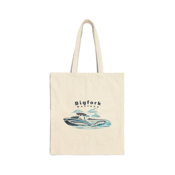 Bigfork, Montana Wakeboard Boat Canvas Tote Bag - 15" x 16"