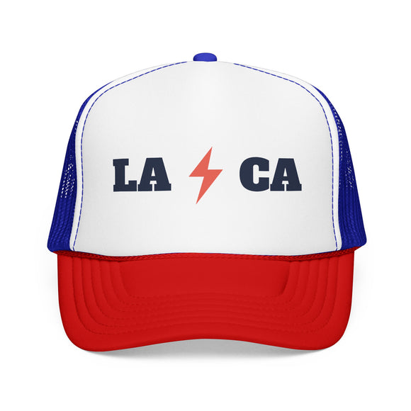 Los Angeles, California Retro Trucker Hat - Lightning Foam Cap