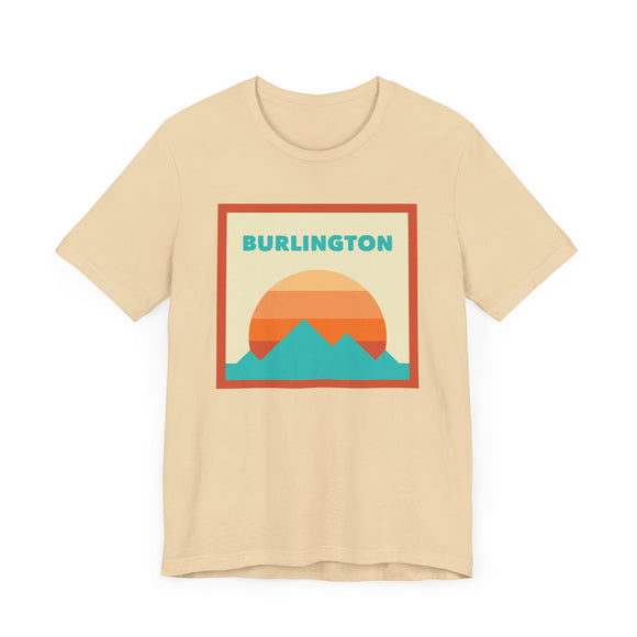 Retro Burlington, Vermont T-Shirt, Mountain Sun Tee, Unisex Graphic Shirt, Vintage Burlington, Vermont Top, Outdoor Adventure Clothing