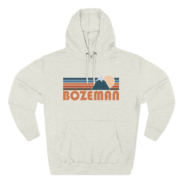 Buy oatmeal-heather Bozeman, Montana Hoodie - Retro Mountain Unisex Sweatshirt