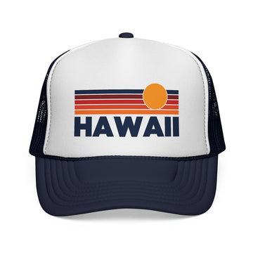 Buy dark-navy Hawaii Retro Sun Trucker Hat - Vintage Style Hawaii Cap