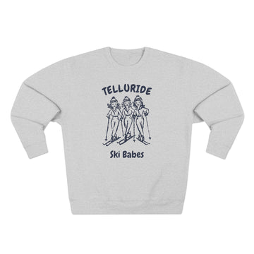 Buy heather-grey Premium Telluride, Colorado Ski Babes Sweatshirt