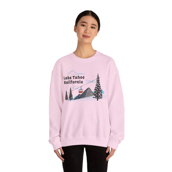 Lake Tahoe, California Sweatshirt - Unisex Retro Ski Mountain Gondola Lake Tahoe Sweatshirt