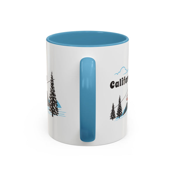 California Retro Snow Skiing Mountain 11 oz Mug, Ski Lodge Decor Coffee Cup, Mountain Gondola Lover Gift, Retro Skiing Mug