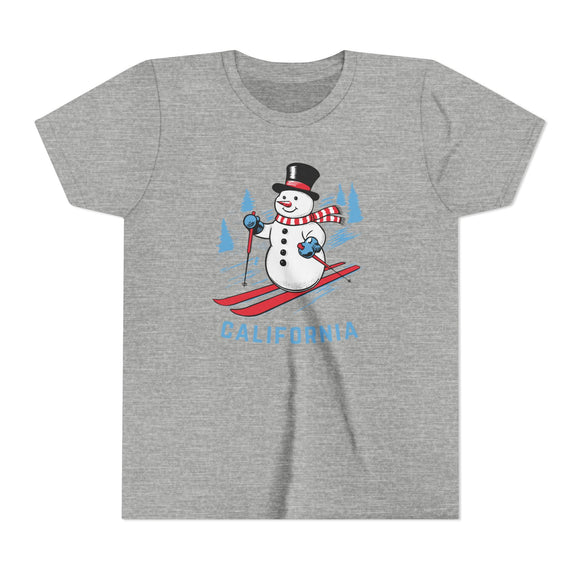 California Youth Skiing Snowman Tee - Kids T Shirt