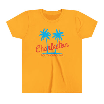 Buy gold Charleston, South Carolina Youth Shirt - Retro Palm Tree Charleston Kid's T-Shirt