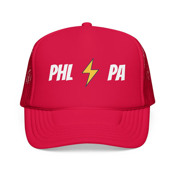 Philadelphia, Pennsylvania Retro Trucker Hat - Lightning Foam Cap - Lightning Black