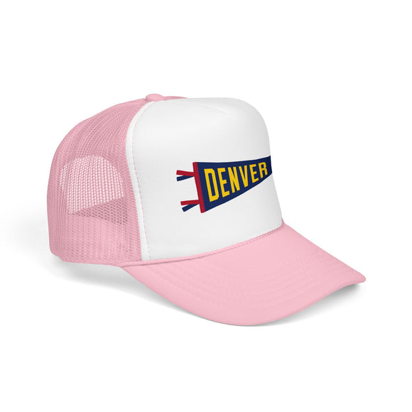 Denver, Colorado Pennant Trucker Hat — Retro Flag Foam Cap
