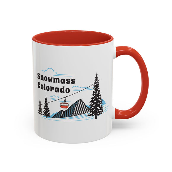Snowmass, Colorado Retro Snow Skiing Mountain 11 oz Mug, Ski Lodge Decor Coffee Cup, Mountain Gondola  Lover Gift, Retro Skiing Mug