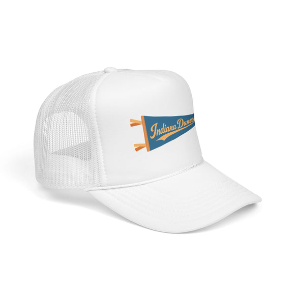 Indiana Dunes National Park Pennant Trucker Hat — Vintage Foam Mesh Cap