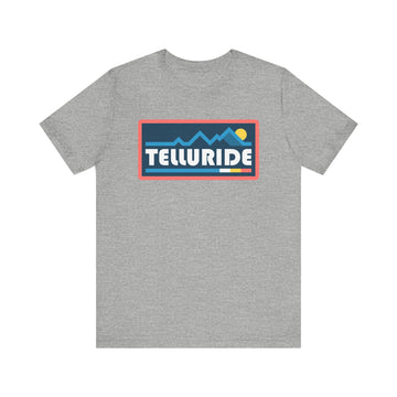 Buy athletic-heather Telluride, Colorado T Shirt - Retro Graphic Tee - Mountain Box Patch
