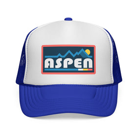 Buy royal Aspen, Colorado Retro Mountains Trucker Hat - Vintage Style Aspen Cap