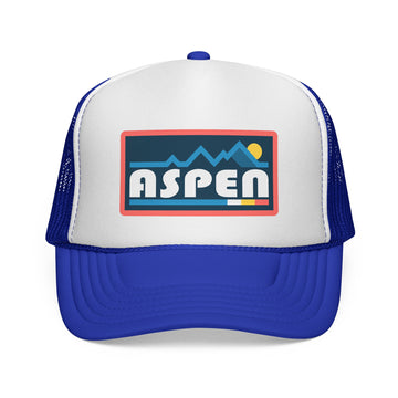 Buy royal Aspen, Colorado Retro Mountains Trucker Hat - Vintage Style Aspen Cap