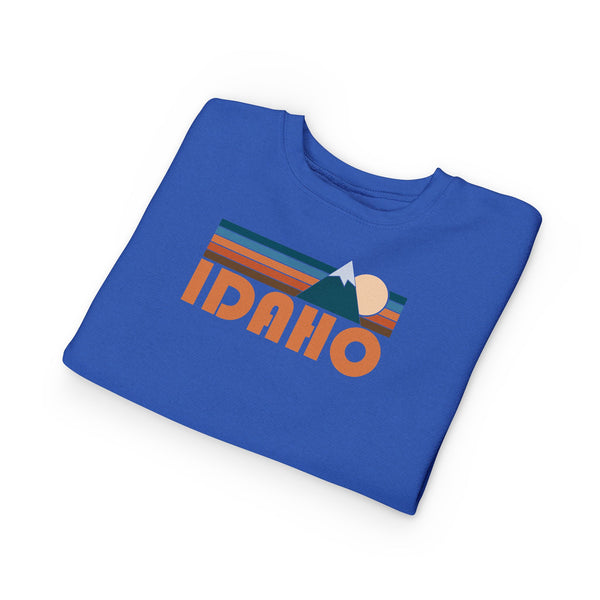 Idaho Toddler Sweatshirt - Retro Mountain Idaho Toddler Crewneck Sweatshirt
